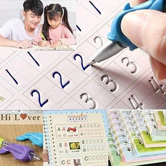 ✨ Magic Practice Copybook ✍️ (4 BOOKS,1 PEN,1 GRIP,10 REFILL)