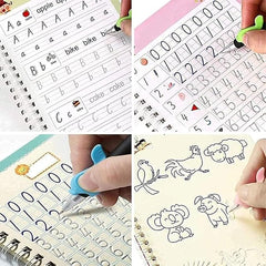 ✨ Magic Practice Copybook ✍️ (4 BOOKS,1 PEN,1 GRIP,10 REFILL)